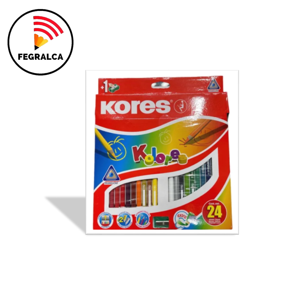 CREYONES 24 UNIDADES KORES CON SACAPUNTAS